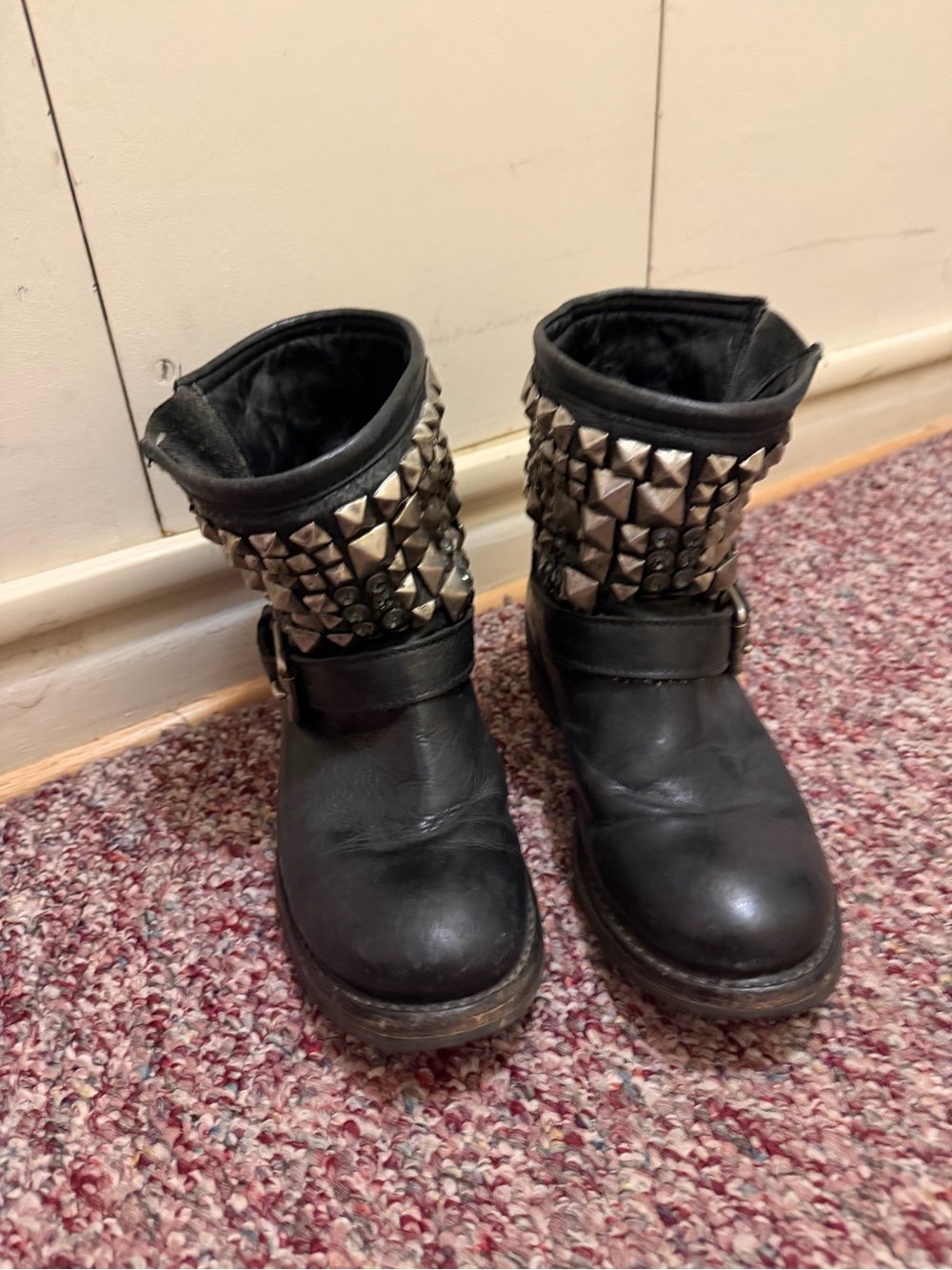 Ash Black Studded Leather Boots